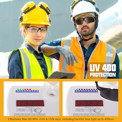 OXG 12 Pack Anti Fog Safety Glasses for Men, ANSI Z87.1 Safety Goggles Impact Scratch Resistant Eye Protection for Work - color: Grey With Straps