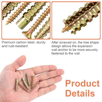 HINZIC 22 Sets Steel Wall Anchor with Screws(#4×1-2/5), Loose Hinge Hole Repair Kit Heavy Duty Wall Anchor for Hollow-Wall Wooden Concrete Wall(5x30mm) - size: #4×1-2/5
