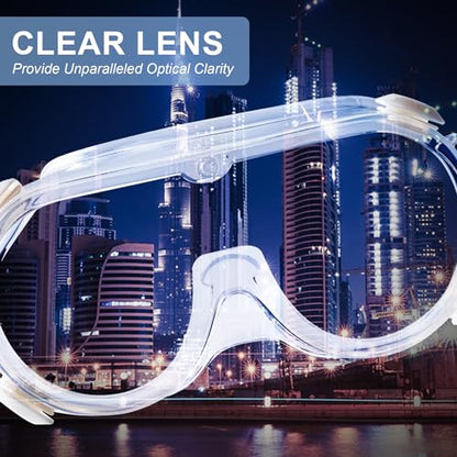 Honmein 2-Pack Safety Goggles, Anti-Fog Lab Goggles, Over Glasses Safety Glasses for Chemistry Lab, Mowing, Woodworking, Painting, Construction, Industrial Use