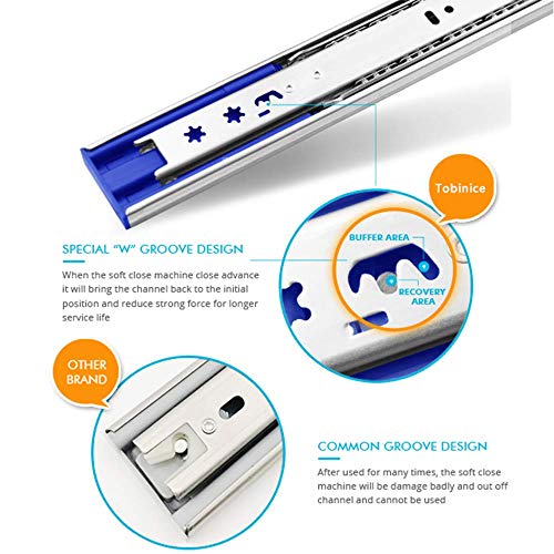 6 Pairs of 18 Inch Hardware 3-Section Soft Close Full Extension Ball Bearing Side Mount Drawer Slides,100 LB Capacity Drawer Slide - size: 18 Inch