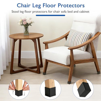 16 Pcs 13/16"X1-9/16" Rectangular Silicone Chair Leg Floor Protectors, Rubber Chair Leg Caps, Flexible&Anti-Slip Chair Table Leg Covers, Wood Post End Cap, Furniture Leg Covers for Patio Indoor, Black - size: 13/16"x1-9/16"