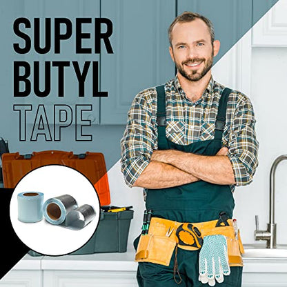 NOON'S UP Super Butyl Tape 16 Feet (Length) / 4 Inch (Width) / 1mm (Thickness) - Butyl sealant Tape, RV, Leak Proof for RV Repair, Pipe, Concrete, Steel Surface (Pack of 1)