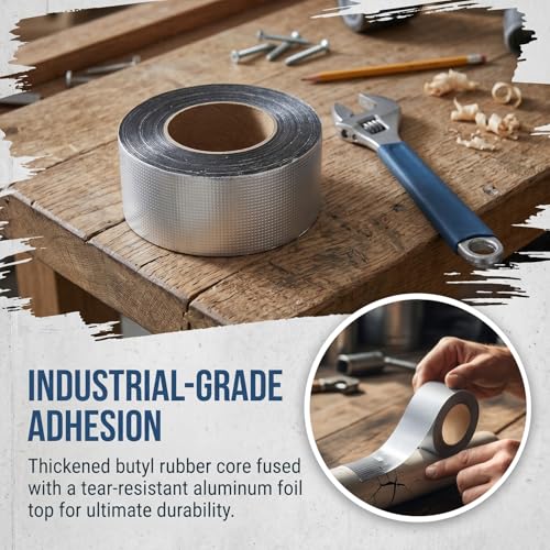 1 Roll - Strong Waterproof Aluminum Foil Butyl Rubber Tape, Leak-Proof Sealant for Pipes & Walls, Ideal for Flat Surfaces - Durable & Weather-Resistant, Sealant Waterproof（Width 5cm×3m