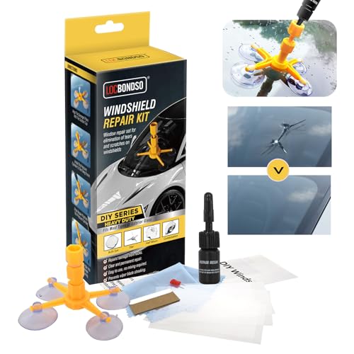 LOCBONDSO Windshield Chip Repair Kit, Quick Fix Windshield Repair Kit with Durable Fast Curing Resin, Repair Star-Shaped, Bull-Eye Cracks on Car Window & Glass