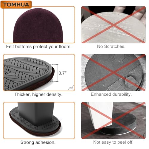Furniture Sliders for Hardwood Floors Felt-4 Pack 9-1/2" Oval Reusable Furniture Slider with Extra Thick Design - Heavy-Duty Furniture Movers - Black Felt Sliders Effortless Moving - color: Black 4pcs