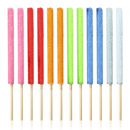 12 Pcs Microfiber Detail Duster Sticks Fan Cleaning Brush Crevice Cleaning Tool AC Vent Cleaner Mini Split Cleaning Kit Fan Blade Cleaner Dusters for Cleaning Home Car Window Blind(Multicolors)
