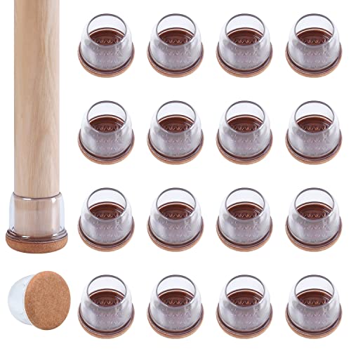 Ezprotekt 24 Pcs Clear Silicone Chair Leg Floor Protectors with Felt, Floor Protectors for Chairs, Chair Leg Caps Covers, Chair Leg Socks Bar Stool Leg Floor Protectors (L Fit: 1.1"-1.3", Round) - size: L-Round