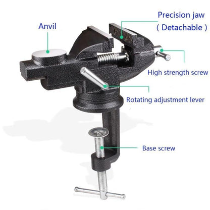 Table Vise Home Vise Clamp-On Vise, 2.5" black - size: 2.5" black