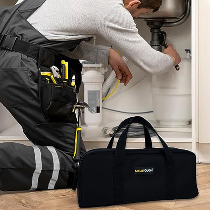 MELOTOUGH Utility Tool Tote bag Combo Kit-Includes 2 Medium Tool Organizer Bags for Electrician, Plumbing, Gardening, HVAC & More (14 inch,Black&Grey) - color: Black & Grey
