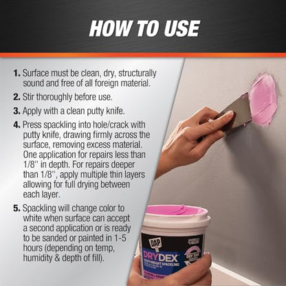 DAP DryDex Dry Time Indicator Spackling, Pink/White, 16 Oz (7079812348)