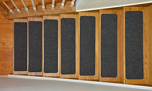 Stair Tread Collection Skid Slip Resistant Carpet Stair Treads Set of 13 (8 in x 30 in), Dark Grey Stair Protector Mat - color: Dark Grey, size: 13 Pcs - 8"x30"