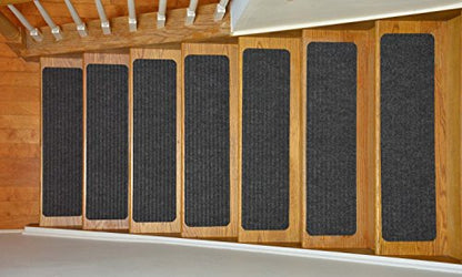 Stair Tread Collection Skid Slip Resistant Carpet Stair Treads Set of 13 (8 in x 30 in), Dark Grey Stair Protector Mat - color: Dark Grey, size: 13 Pcs - 8"x30"