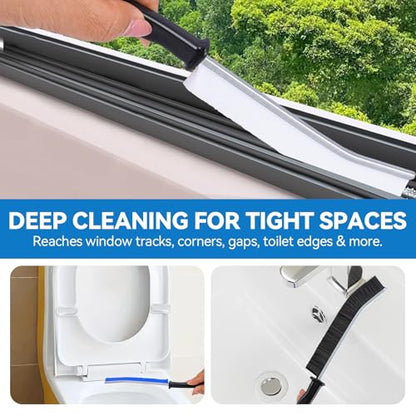 [5 Pack] Crevice Cleaning Brush, Hard Bristle Grout Cleaner Brush, Ultra-Thin Gap Cleaning Tool, Window Track Cleaner with Anti-Slip Handle, Deep Reach Scrub Brush for Bathroom Kitchen