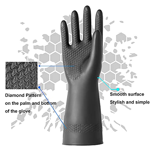 Chemical Resistant Latex Gloves,Cleaning Protective Safety Work Heavy Duty Rubber Gloves, S-M-L-XL Size, Black 1 Pair - color: S/12''