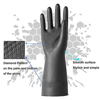 Chemical Resistant Latex Gloves,Cleaning Protective Safety Work Heavy Duty Rubber Gloves, S-M-L-XL Size, Black 1 Pair - color: Xl/12.9''