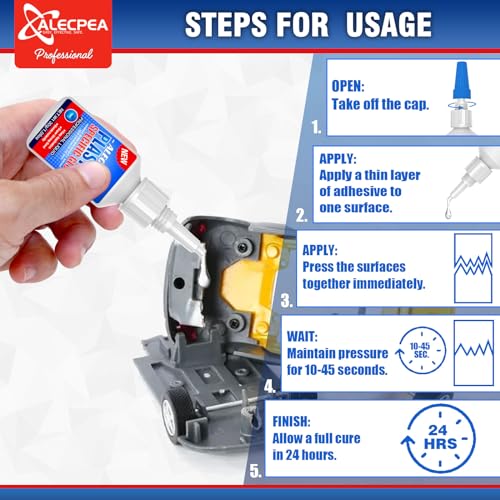 ALECPEA 30g Plastic Glue - High-Strength Acrylic & PVC Welder for Model Kits, Electronics & DIY Crafts - Instant Adhesive for ABS, PC & Hard Plastics - Quick 15s Set with 3 Precision Tips - size: 30g/1Pack, style: Plastic Glue