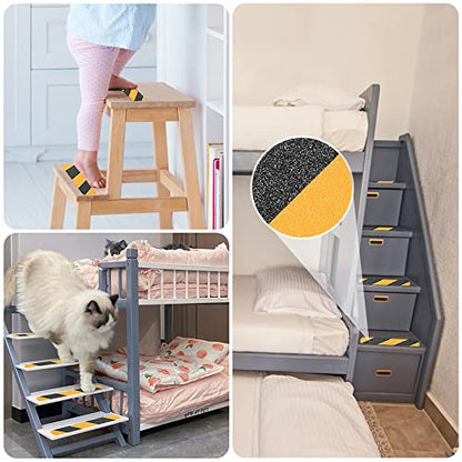 Anti Slip Tape, 16pcs Non Slip Pre-Cut Strips, Treads Safety Non Skid Adhesive Strips for Ladder, Step Stool and Stair (2" x 12", Black/Yellow) - color: Black/Yellow, size: 2" X 12"
