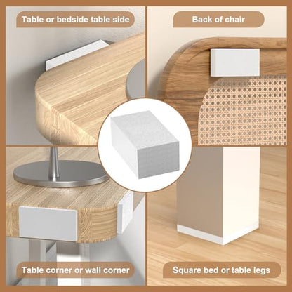 Headboard Bumpers for Wall, 25Pcs EVA Foamadhesive Felt Strips, Bed Furniture Wall Protectors, 10Pcs (15mm Thick)+15Pcs (5mm Thick) Couch Wall Protector, White Headboard Stoppers Wall Protector. - size: white