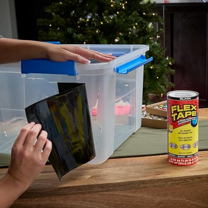 Flex Tape, Original Thick Flexible Rubberized Waterproof Tape - Seal and Patch Leaks, Works Underwater, Indoor Outdoor - Home RV Roof Plumbing and Pool Repairs, Black, 8 in x 5 ft, Pack of 1