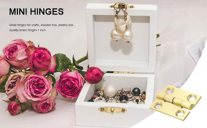 Mini Solid Brass Hinges Cabinet Drawer Butt Hinges for Jewelry Chest Wood Box,1/1.5/2.5Inch,Butt Hinges,8PCS (2.5Inch) - size: 2.5Inch