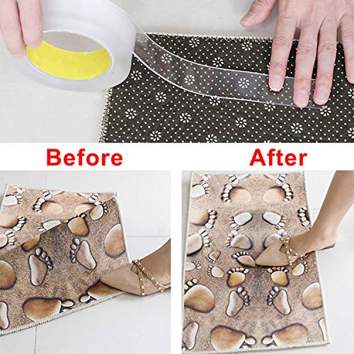 Nano Double Sided Tape Heavy Duty, 16.4FT Multipurpose Strong Mounting Tape, Reusable Removable Washable Traceless Gel Grip Adhesive for Carpet, Poster Sticky Wall, Home, Office Decor. - size: Length:16.4 FT - Width:1.2inches