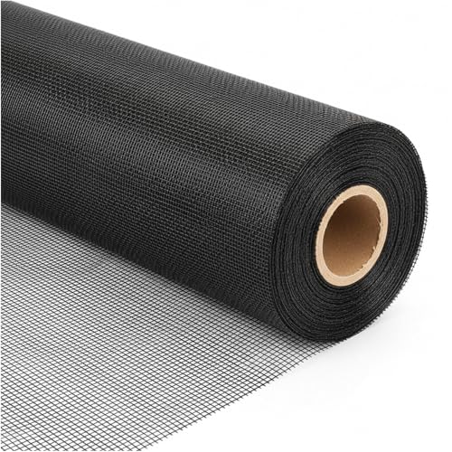 Window Screen Mesh, Fiberglass Window Screen, Screen Door Mesh, Windows Screens and Screen Door Replacement, Patio Screen Mesh (Black, 48inches x100feet) - color: Black, size: 48inches x100feet