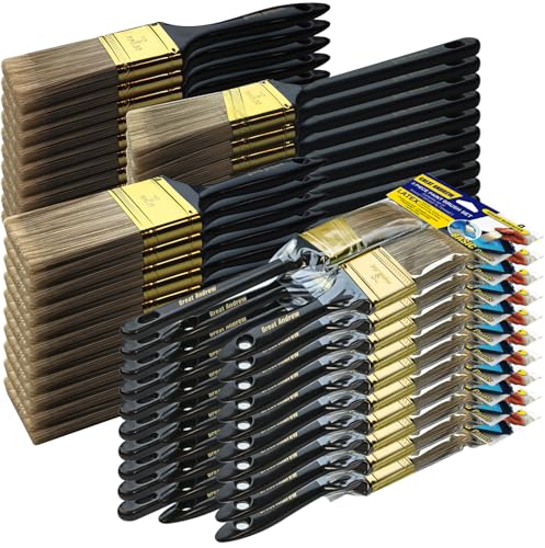 Great Andrew Paint Brushes, 30 PCS (2" 3" Flat & 2" Angled) Bulk Paint Brush Pack Multi use, Paint Brushes Set for Walls Fences Trim Home Furniture - size: 30 Pcs, 2",3"&2"a