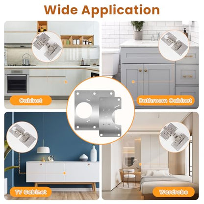Cabinet Hinges Repair Plate, 6 Pcs Stainless Steel Cabinet Door Hinge Repair Replacement Kit with Mounting Screws, Hinges Fixing Plate Brackets for Kitchen Bathroom Cupboard Door