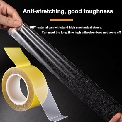 Ultra-Thin Heavy Duty Double Sided Tape - 2 Inch x 66 Feet, Clear Strong Two Sided Stick Mounting Tape for Walls, Woodworking, Crafts, Arts, Etc, Hemming Tape for Fabric, Curtains, No Residue - size: 2Inch x 66Feet