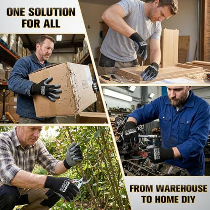13 Gauge Smooth Nitrile Coated Work Gloves, Lightweight Thin Safety Utility Gloves,Non-Slip Abrasion-Resistant for Assembly, Inspection, Warehouse, DIY & General Handling 6 Pairs Large - color: 6 Pairs/Black
