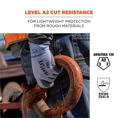Ergodyne ProFlex 7025 Cut Resistant Work Gloves, ANSI A2, PU Coated Palms for Flexible No Slip Grip, Abrasion Resistant, Superior Fit and Feel, 18g - size: Medium