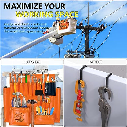 Lineman Tool Board, Aerial Apron, Bucket Truck Tools Organizer with Over 16 Pockets, Tool Organizer for Bucket Trucks and Lineman, Includes Two 2” Bucket Hooks - size: 16 Pockets