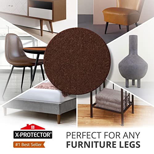 X-PROTECTOR Felt Furniture Pads - 56 PCS 3/4" Floor Protectors for Chair and Furniture Feet - Protect Your Hardwood Floors! (Brown, Round) - size: 3/4" 56 Brown, Round