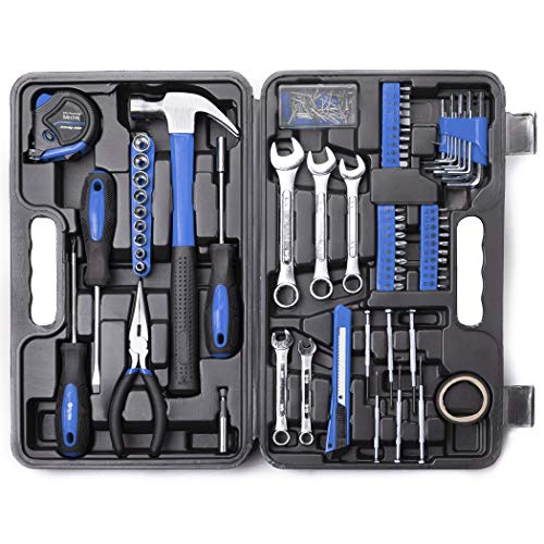 CARTMAN 148Piece Tool Set General Household Hand Tool Kit with Plastic Toolbox Storage Case Blue - color: Blue