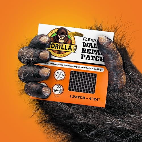 Gorilla Flexible Wall Repair Patch, 4”x 4”, (Pack of 1) – Durable, Professional Looking Repairs on Walls & Ceilings