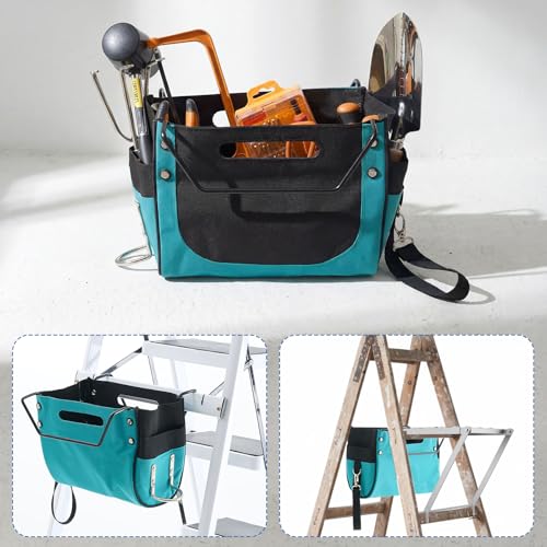2 Pcs Ladder Tool Tray and Tool Bag Set for A-Frame Ladders (10–11.8”), Heavy Duty Platform for Painting, Repair & DIY