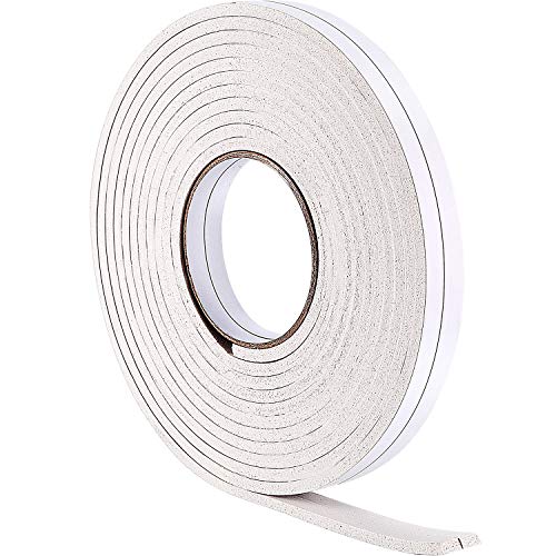 Hestya 1/8 in x 3/8 in x 32.8 ft Foam Draught Excluder Weather Strip Tape Weatherstrip Weather Seals for Door, Soundproofing Door Seal, Weatherstrip, Air Conditioning Seal Strip(5 mm,White) - size: 5 mm