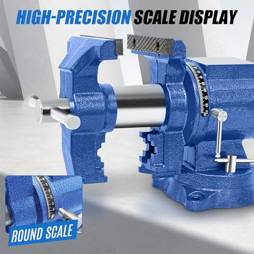 Heavy Duty Bench Vise, 4 Inch Jaw Width and Opening, 360° Swivel Base with Anvil, Multipurpose Clamp & Combination Pipe Vise for Woodworking, Metalworking, Conduit Work