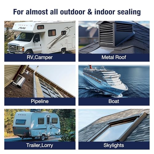 RV Roof Tape Seal Repair - 4 Inch 50 Feet RV Airtight Sealant Tape Window Sealing UV Resistant for Roofing Repair Camper Trailer Boat Leak Repairs White