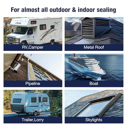 RV Roof Tape Seal Repair - 4 Inch 50 Feet RV Airtight Sealant Tape Window Sealing UV Resistant for Roofing Repair Camper Trailer Boat Leak Repairs White
