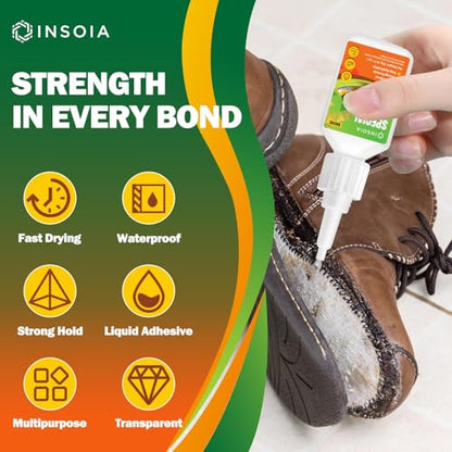 INSOIA Clear Super Glue for Shoe Repair, 20g, Waterproof, Strong, Quick Fix, Bonding Shoe Sole, Boots, Sandals, Sneakers, Leather & Footwear Items - size: 20 Grams * 1 Pack, style: Shoe Glue