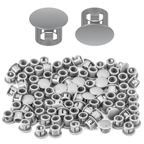 100PCS 1/4" Plastic Plugs Hole, Cabinet Hole Decorative Covers, Gray Plastic Plugs for Round Furniture Holes - color: Gray, size: 1/4" (100)