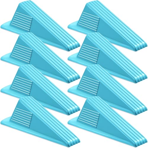 Frienda 8 Pcs Jumbo Door Stoppers Heavy Duty Door Stopper Tall up to 2inch Tall Wedge TPR Large Wedge Stackable Big Rubber Doorstop for Hotel Carpet Hardwood Concrete and Tile (Blue) - color: Blue