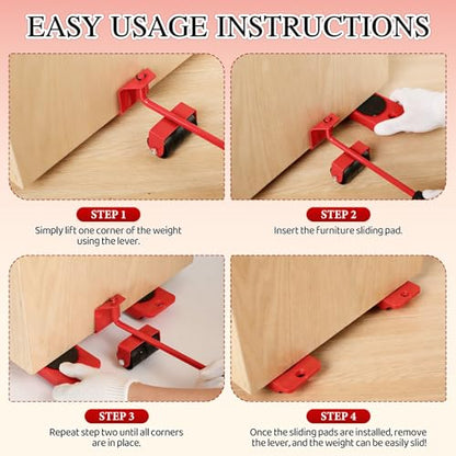 Furniture Lift Mover Tool Set - Heavy Furniture Movers with Wheels, Heavy Item Movers Sliders Furniture Lifter Tool for Furniture, Coffee Tables, Refrigerators, Washing Machines