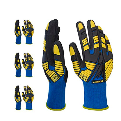 3 Pairs Work Gloves, Impact Resistant Gloves with Rubber for Men Women, Nitrile Palm Touch Screen Cut Resistant Glove, Durable Mechanic Heavy Duty Impact Gloves for Construction Gardening DIY - size: Small