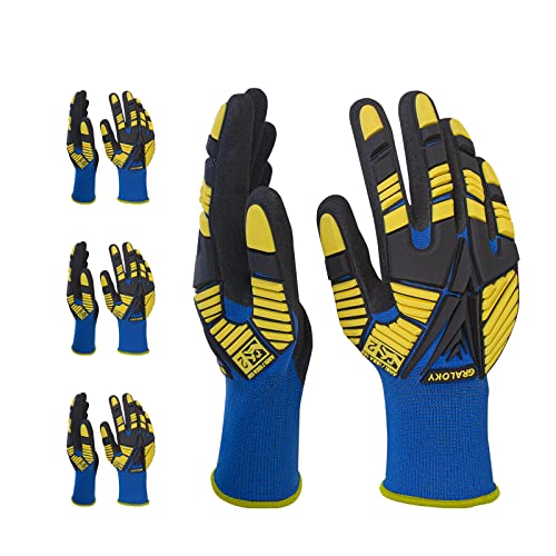 3 Pairs Work Gloves, Impact Resistant Gloves with Rubber for Men Women, Nitrile Palm Touch Screen Cut Resistant Glove, Durable Mechanic Heavy Duty Impact Gloves for Construction Gardening DIY - size: Small