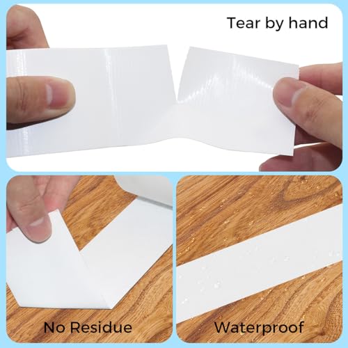 Duct Tape, 2 Inch x 35 Yards, 1 Roll, Waterproof and Heavy Duty, Tear by Hand, for Packing Repairing and Crafts (White) - color: White
