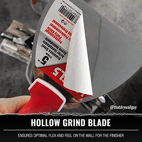 3" Soft-Grip Stainless Steel Drywall Joint Knife - LEVEL5 | Pro-Grade | Comfortable Finishing Hand Tool | Metal Hammer End | Sheetrock Gyprock Plasterboard Mud | 5-139 - size: 3"