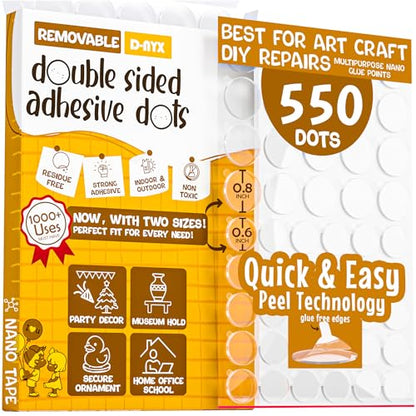 Double Sided Tape Sticky Dot Stickers 280, 350, 450, 550 or 700 Pack Removable Putty No Trace Clear Sticky Tack Waterproof Small Stickers for Festival Decoration Picture (550 Sticky Dots) - style: 550 Sticky Dots