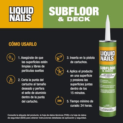 Liquid Nails LNP-602 Subfloor and Deck Construction Adhesive (LN602), 28 oz (Pack of 6) - size: 28 Ounce (Pack of 6)